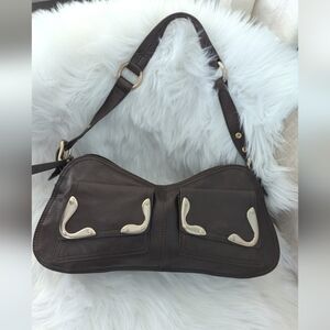 Via Spiga Napa 100%Goat Nappa Leather Satchel Shoulder Brown